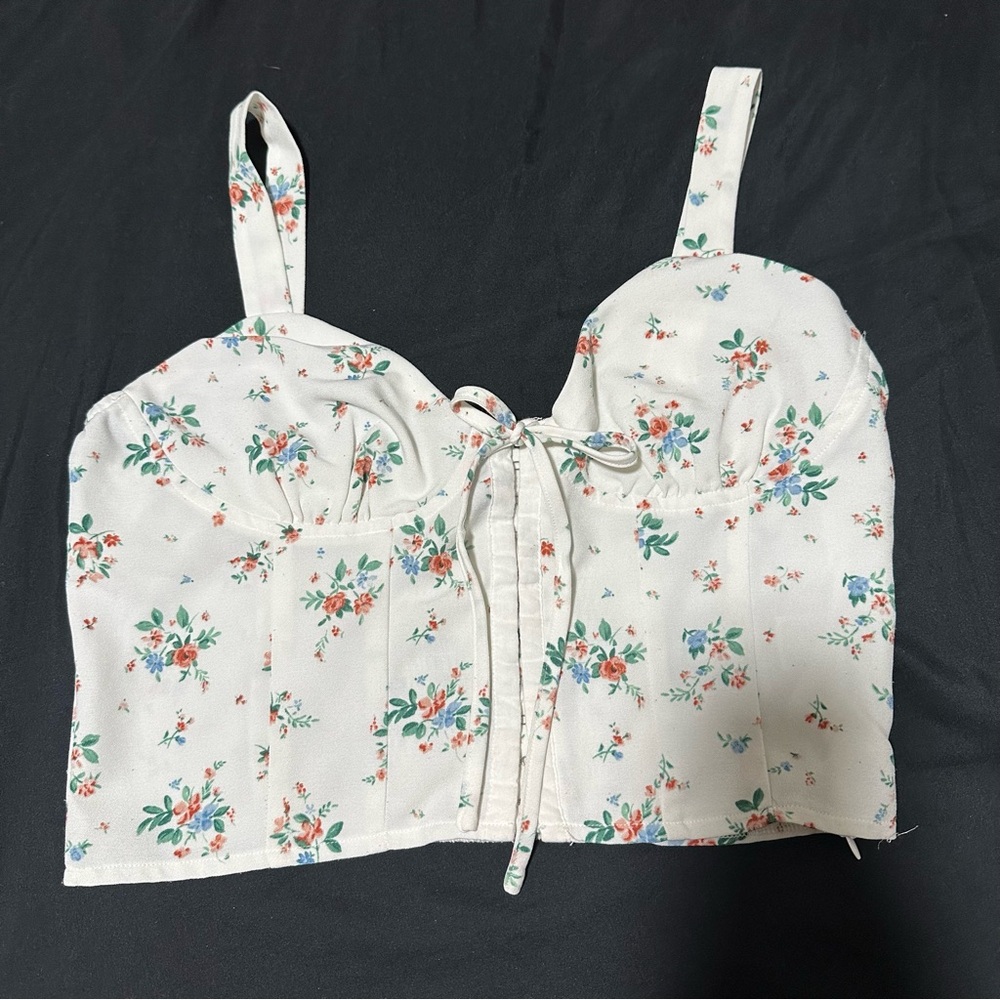 Kendall & Kylie floral corset crop top